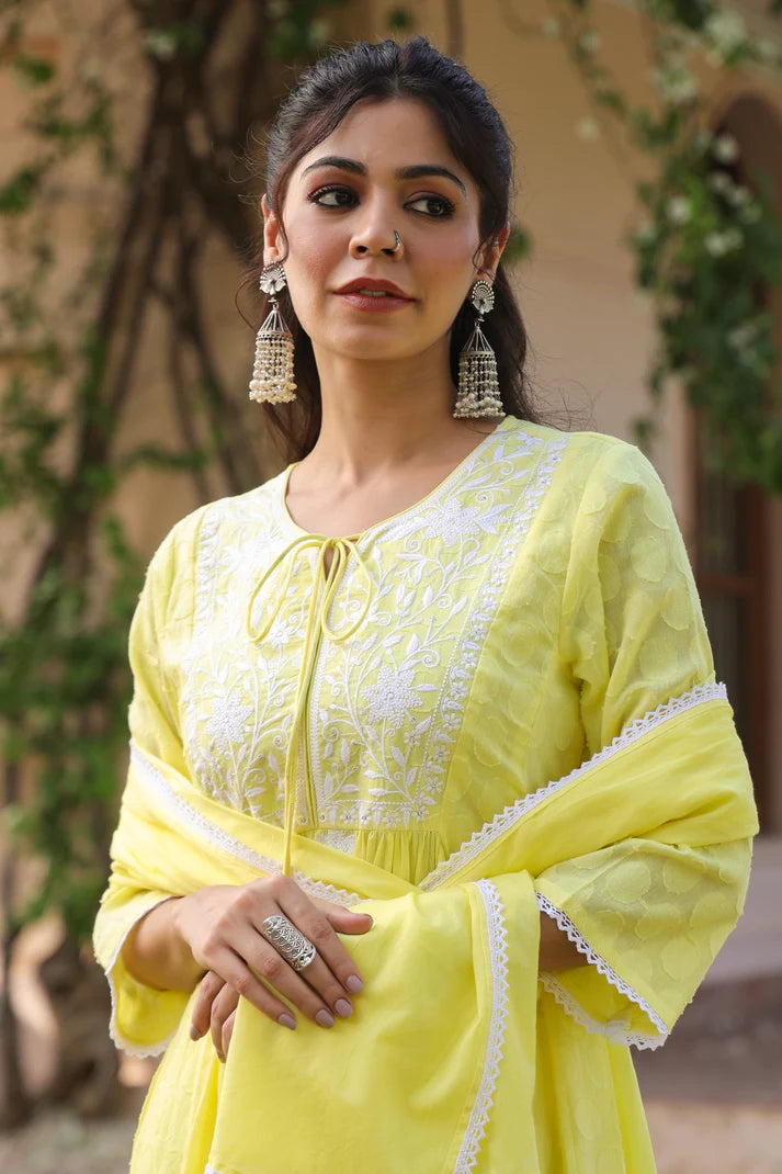 Sunshine Bloom Chikankari Suit Set