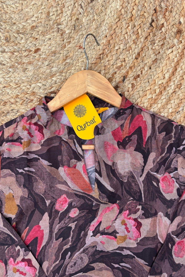 Floral Muslin Short Kurti – Lightweight & Elegant