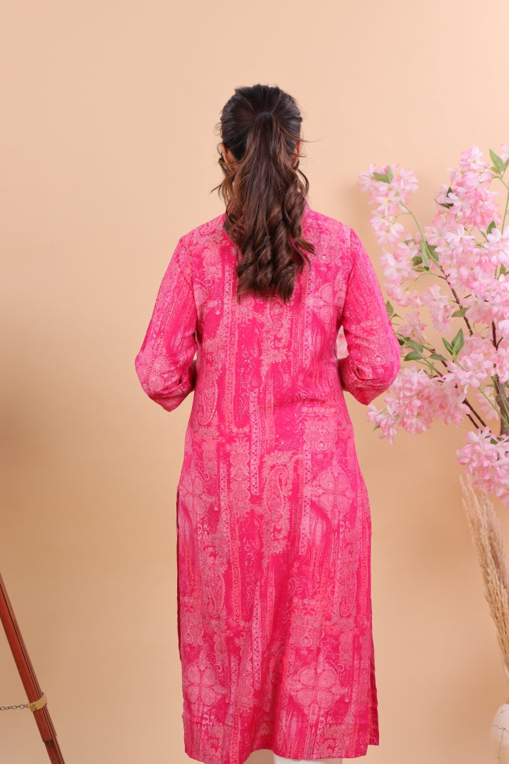 Stylish Magenta Muslin Straight Kurta