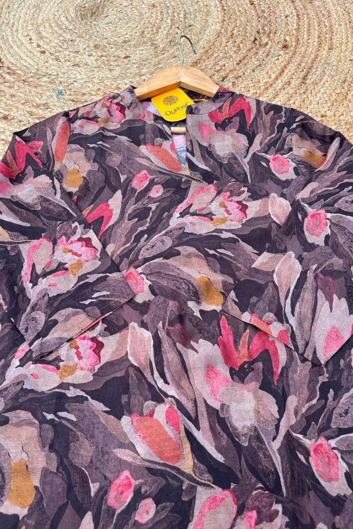 Floral Muslin Short Kurti – Lightweight & Elegant
