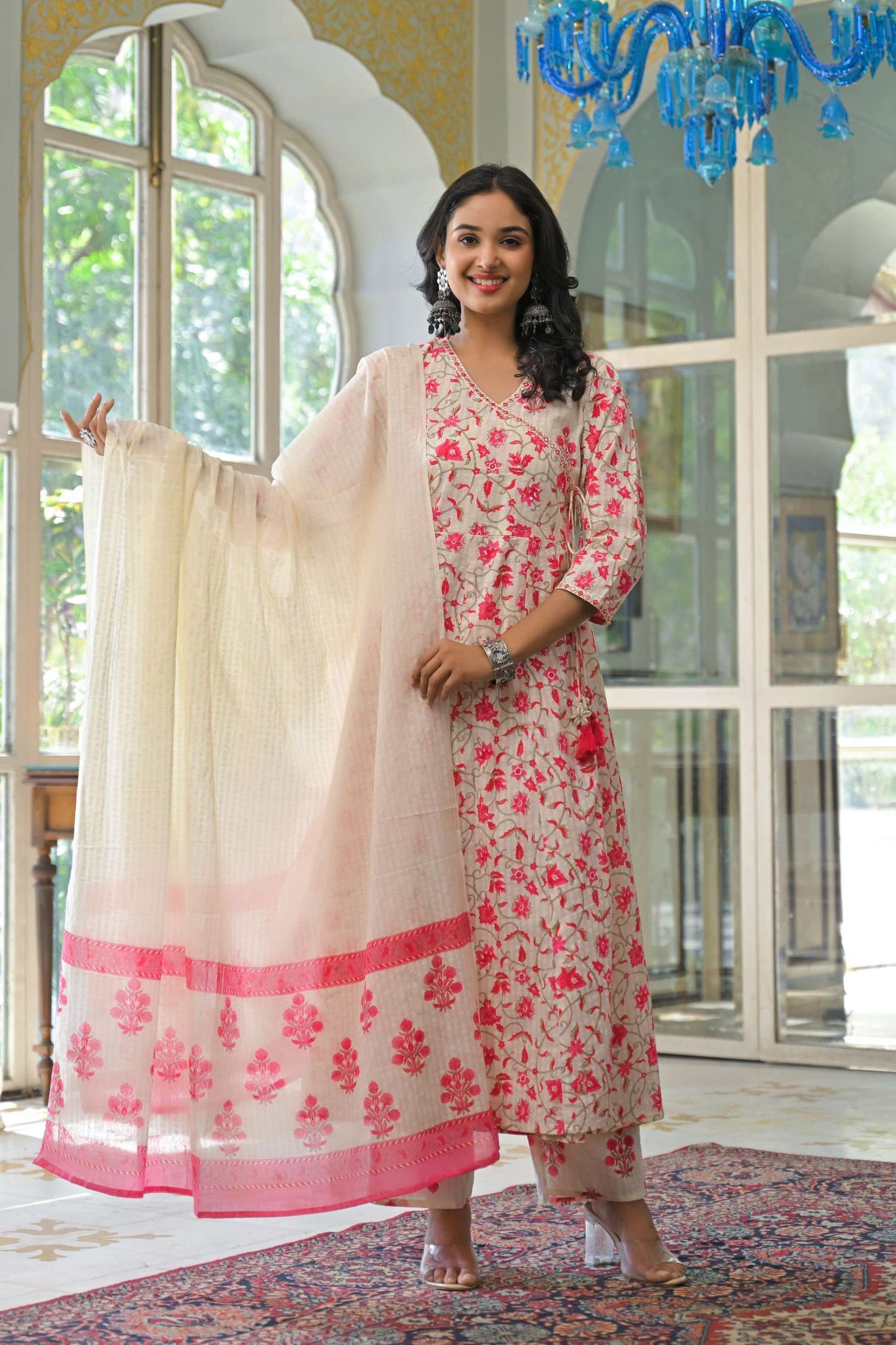 Elegant Floral Cotton 3-Piece Suit Set