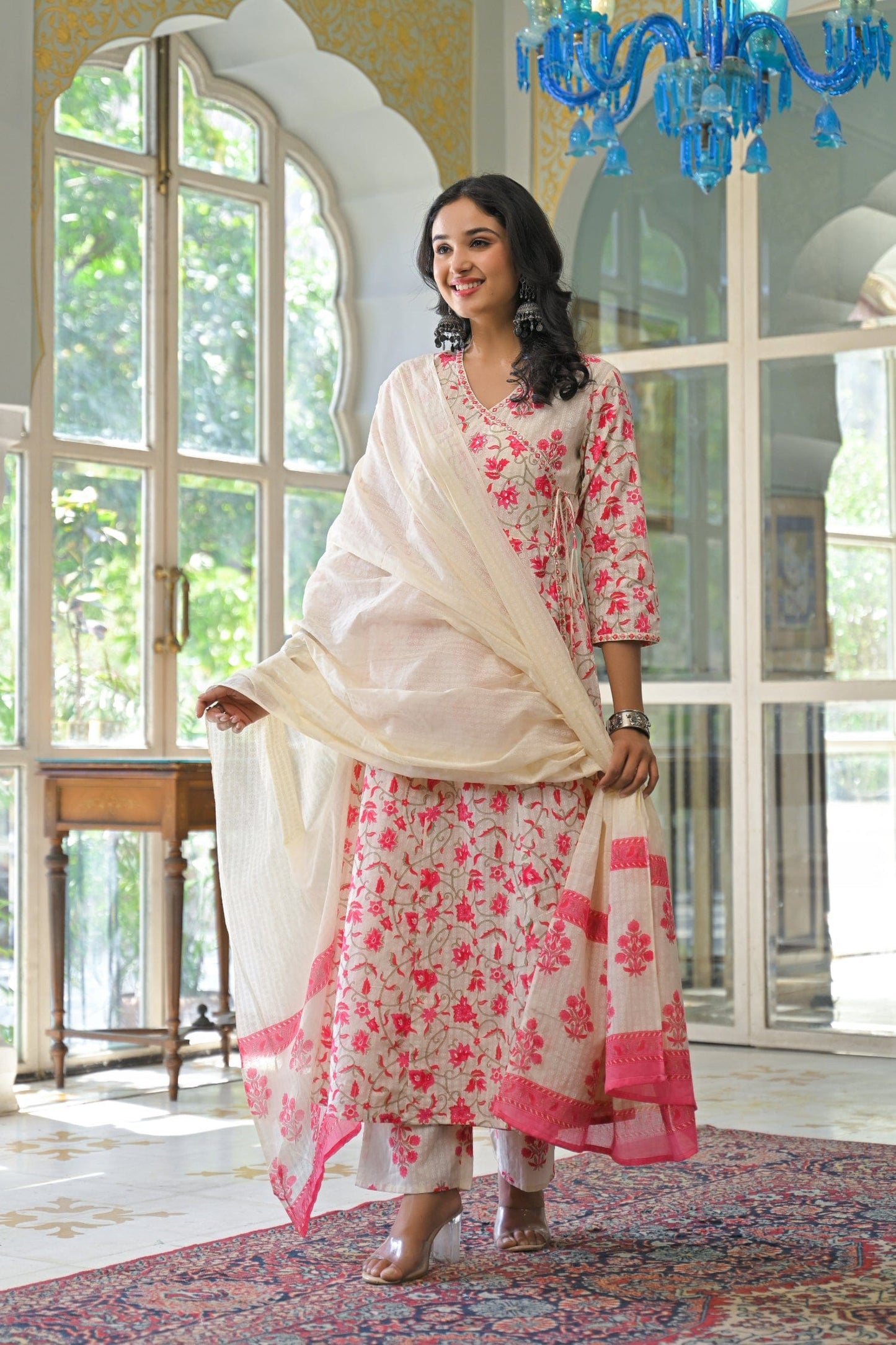 Elegant Floral Cotton 3-Piece Suit Set