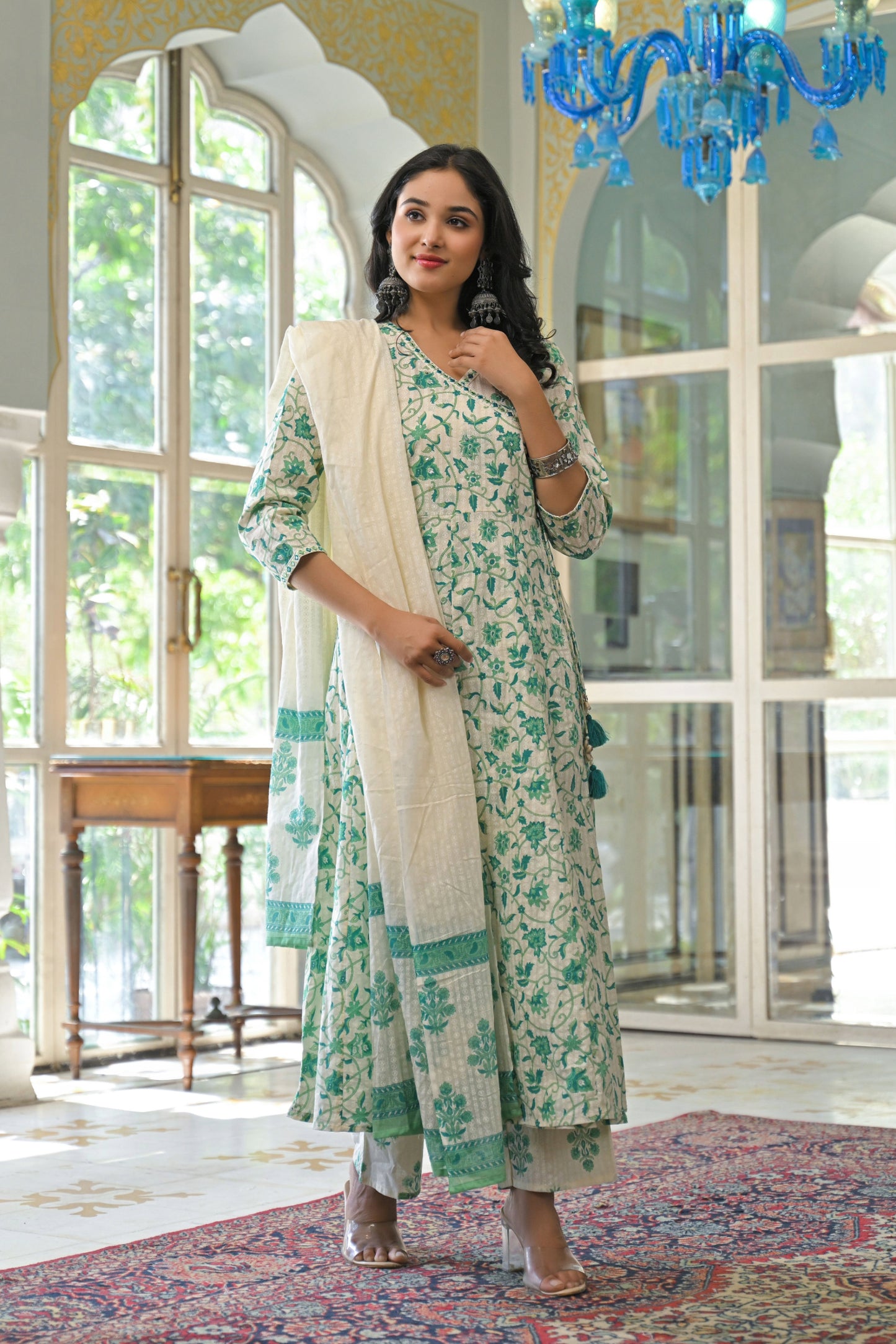 Green Cotton 3-Piece Suit Set