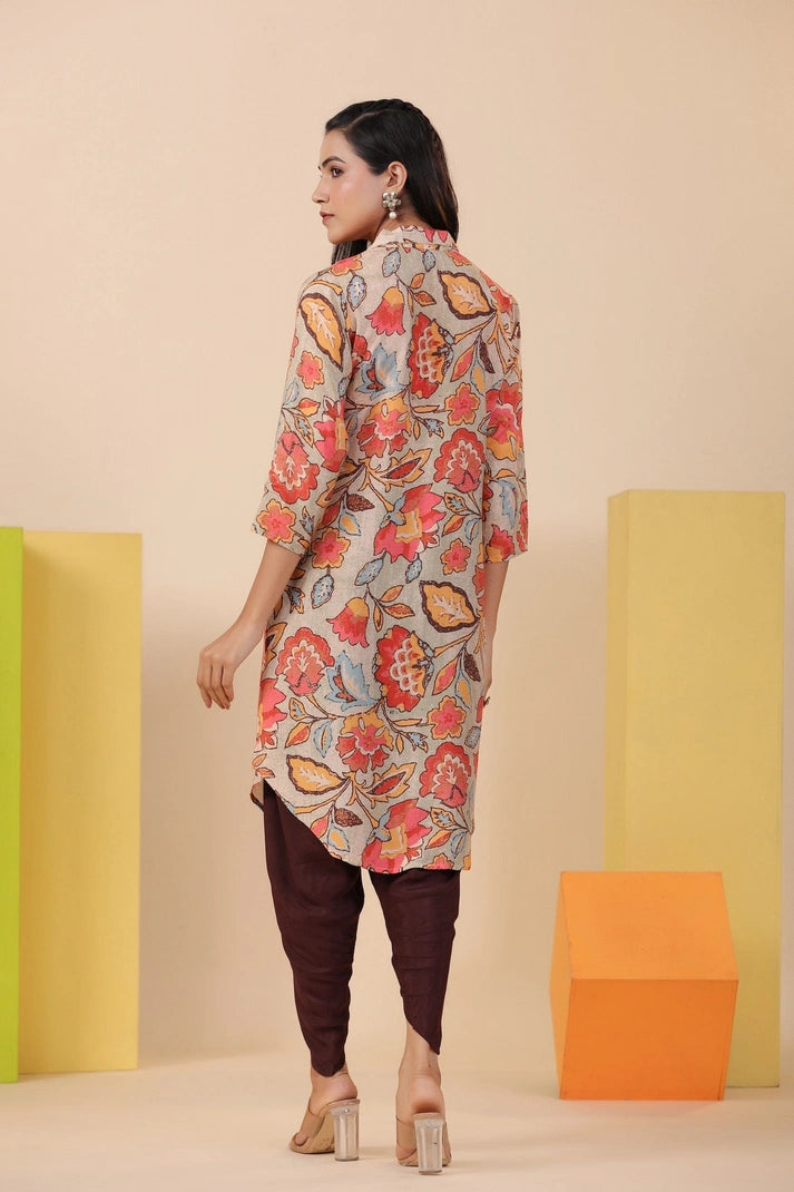 Multicolor Digital Print Kurta with Dhoti