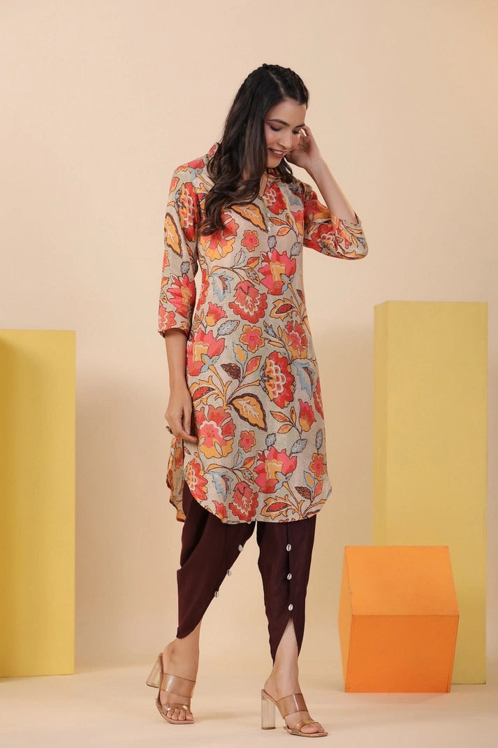 Multicolor Digital Print Kurta with Dhoti