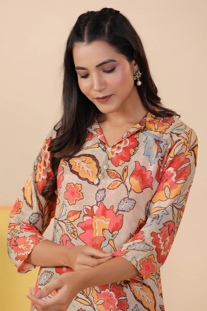 Multicolor Digital Print Kurta with Dhoti