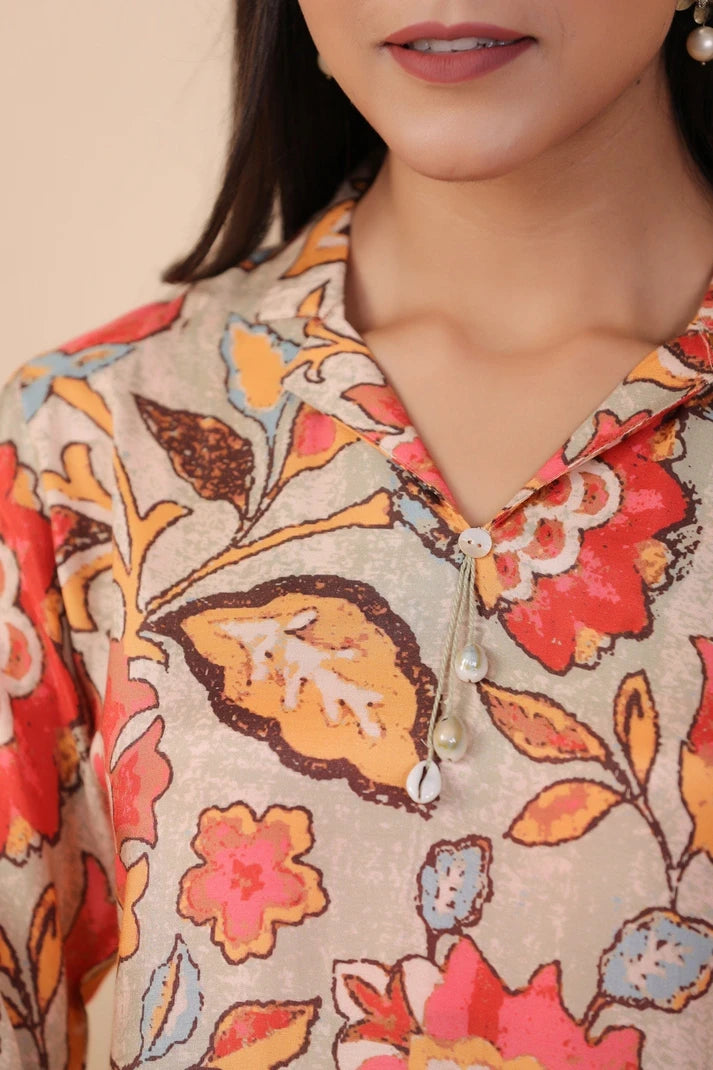 Multicolor Digital Print Kurta with Dhoti
