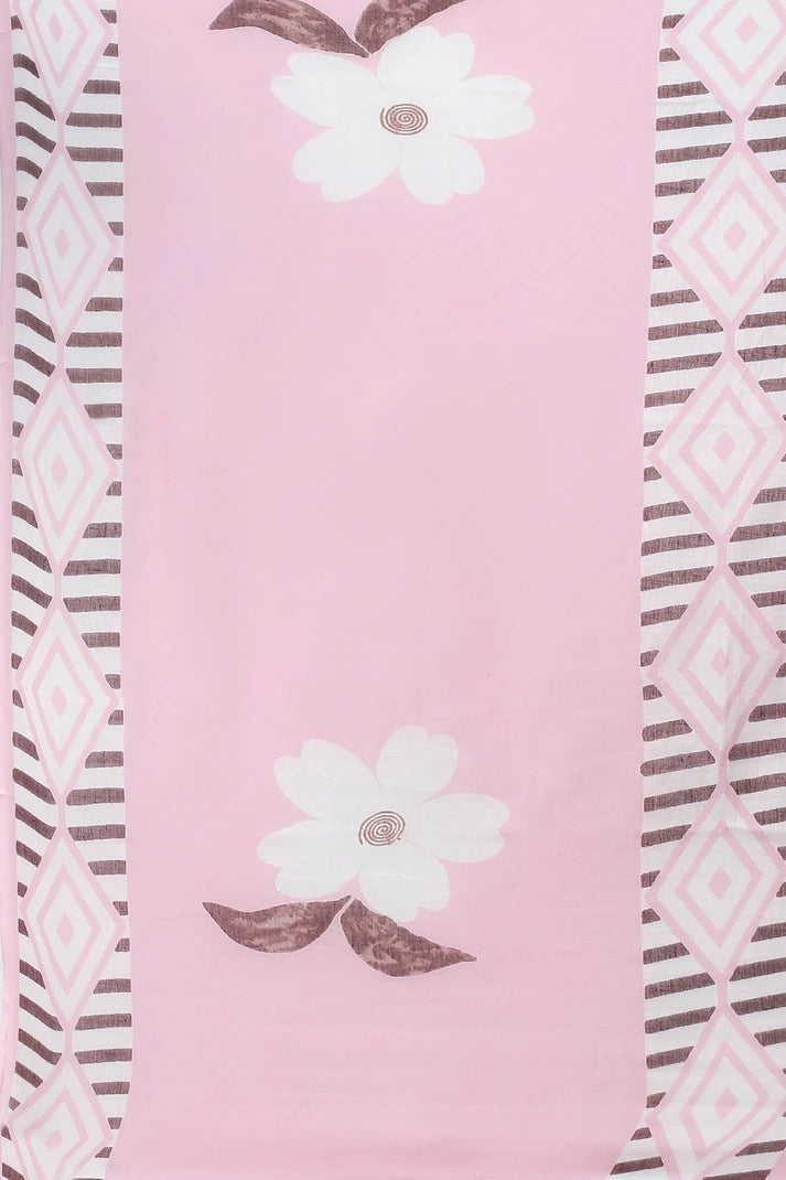Pink Cotton Printed Suit Set for Women