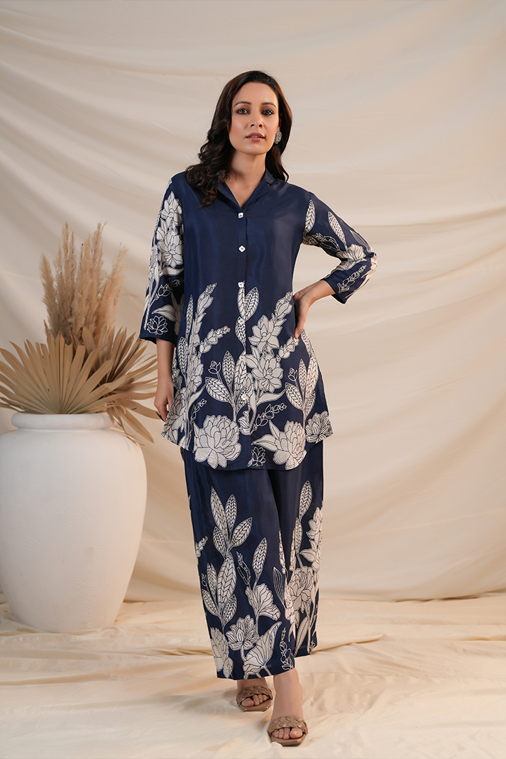 Midnight Bloom - Navy Blue Floral Co-Ord Set