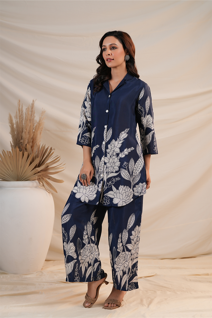 Midnight Bloom - Navy Blue Floral Co-Ord Set