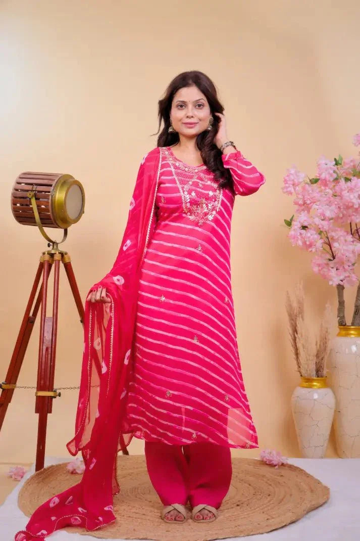 Bandhej Bliss in Hot Pink - Qurbat