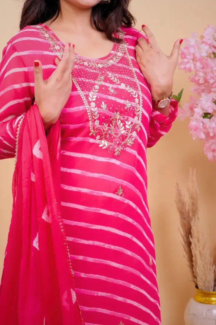 Bandhej Bliss in Hot Pink - Qurbat