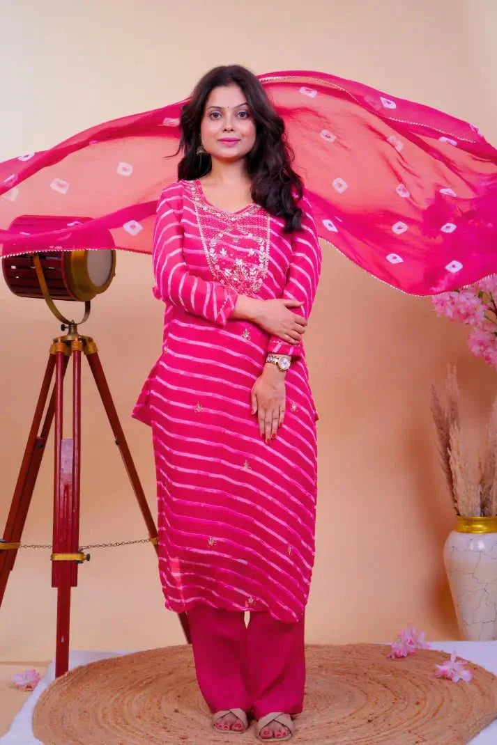 Bandhej Bliss in Hot Pink - Qurbat