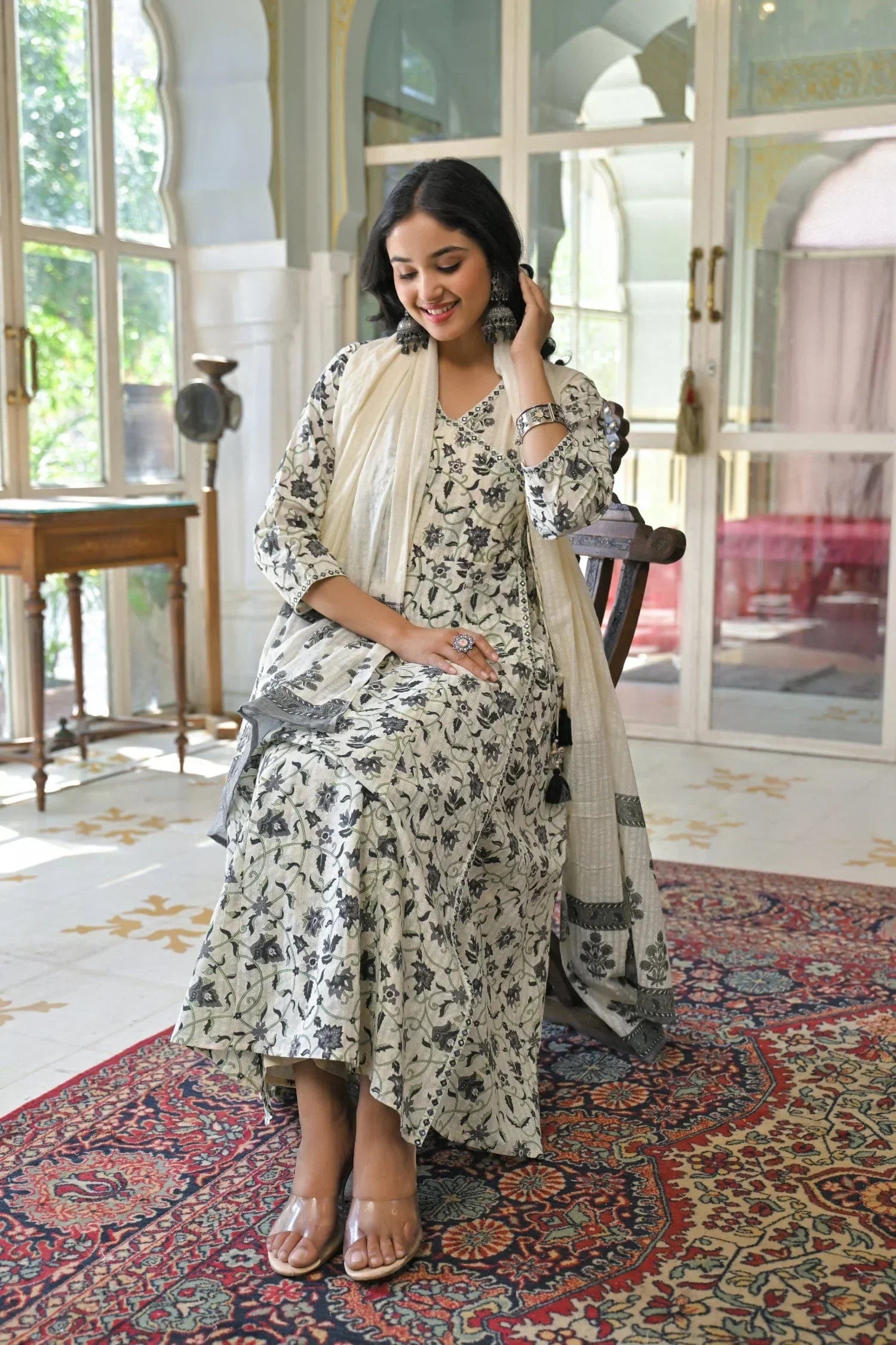 Black 3pc Cotton Suit Set - Qurbat