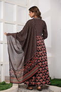 Black Printed Cotton Suit Set - Qurbat