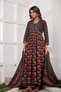 Black Printed Cotton Suit Set - Qurbat