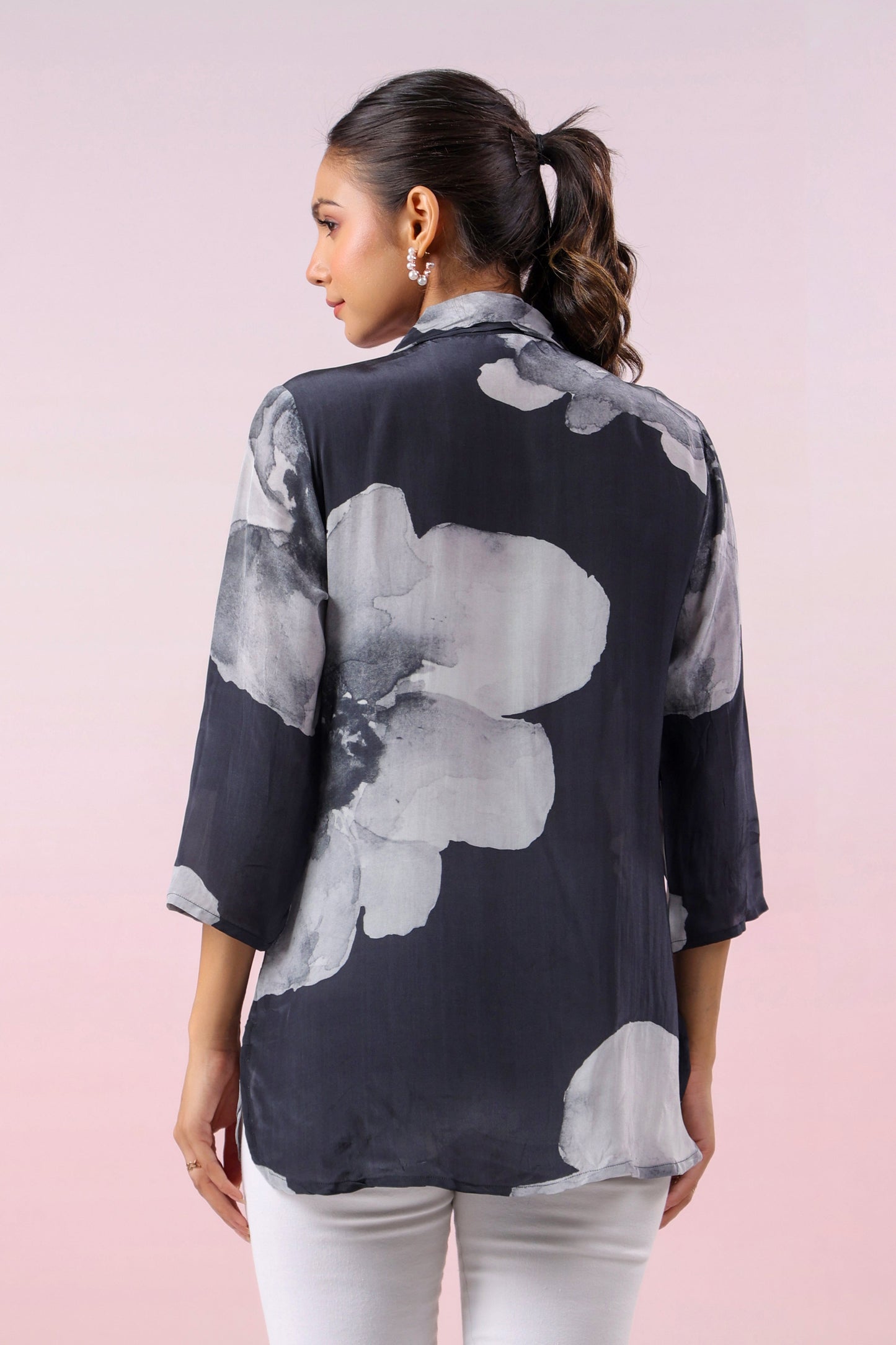 Black Russian Silk Short Kurti - Qurbat