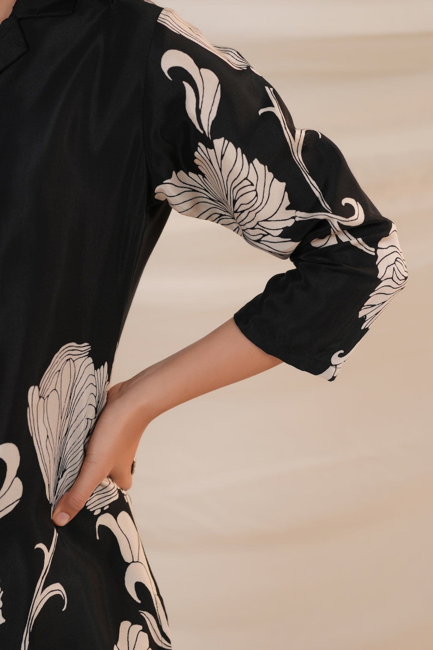 Black Silk Digital Printed Co - ord Set - Qurbat