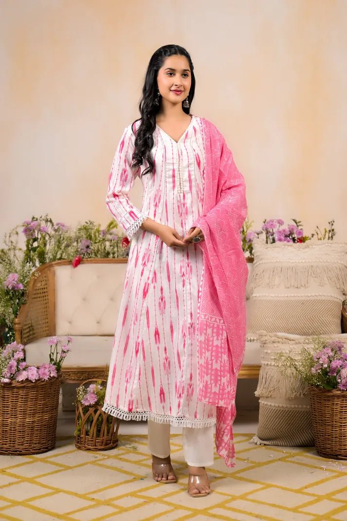 Blossom Hues Printed Suit Set - Qurbat