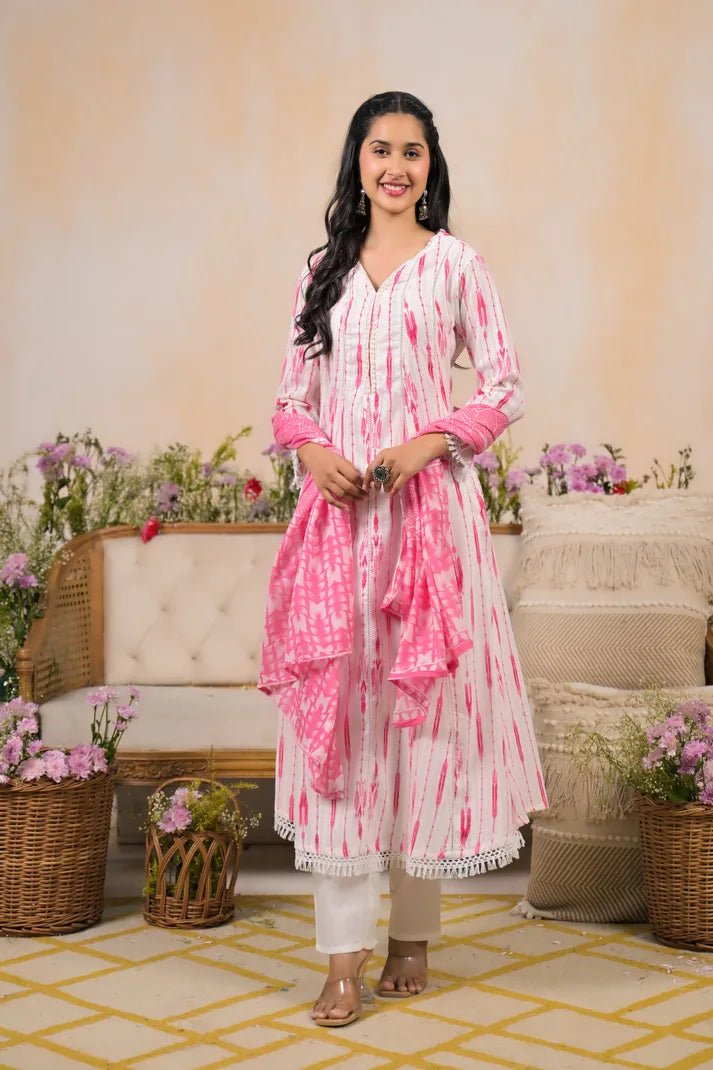 Blossom Hues Printed Suit Set - Qurbat