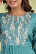 Blue Solid Silk Kurti - Qurbat