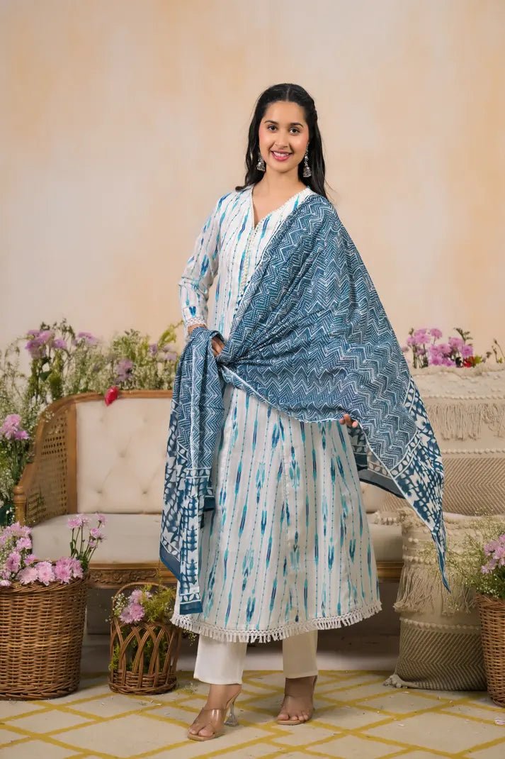 Coastal Breeze Printed Suit Set - Qurbat