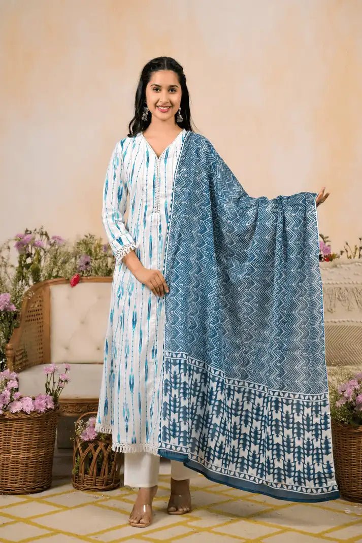Coastal Breeze Printed Suit Set - Qurbat