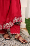 Crimson Red Embroidered Anarkali Suit Set with Dupatta - Qurbat