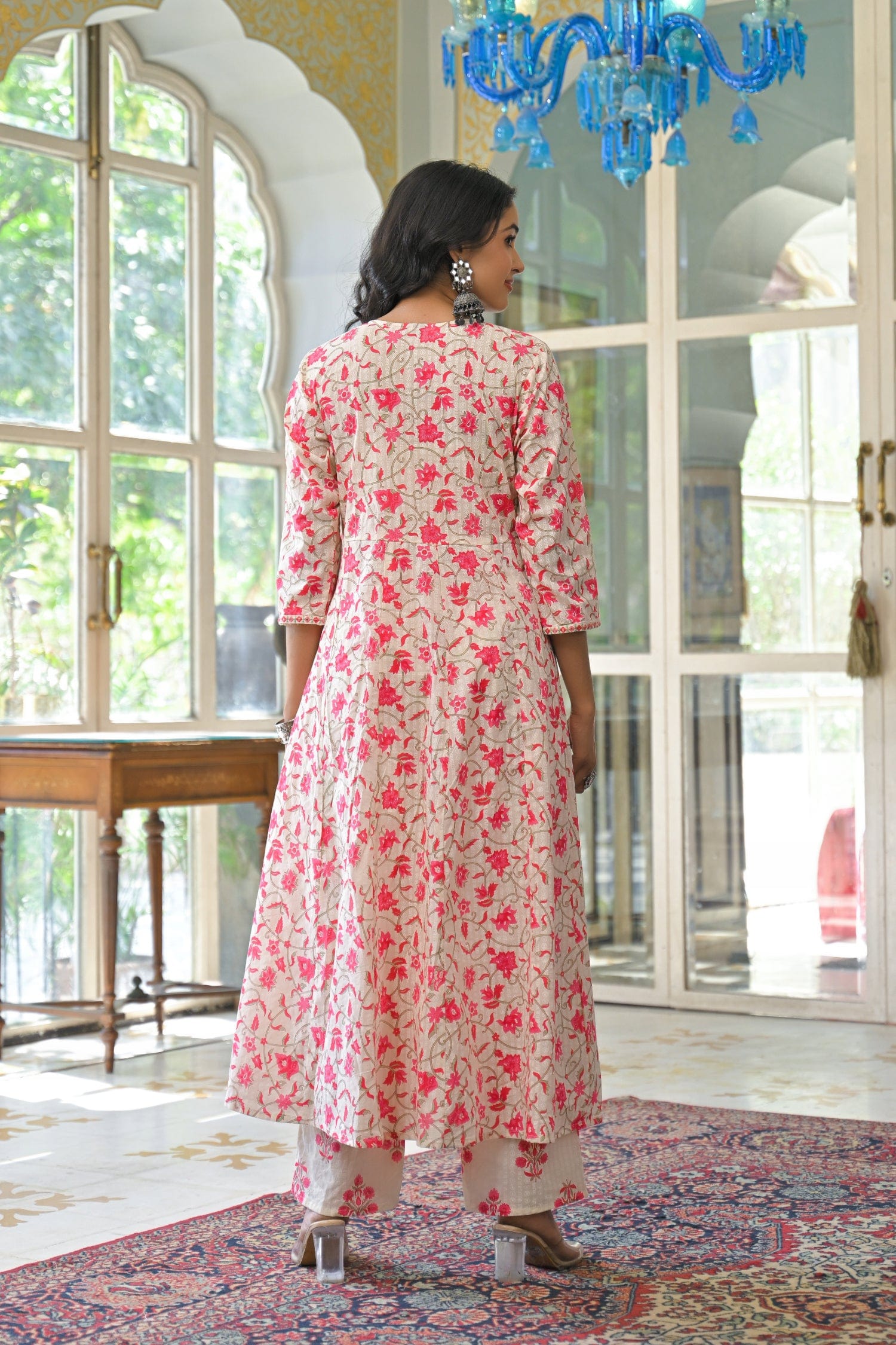 Elegant Floral Cotton 3 - Piece Suit Set - Qurbat