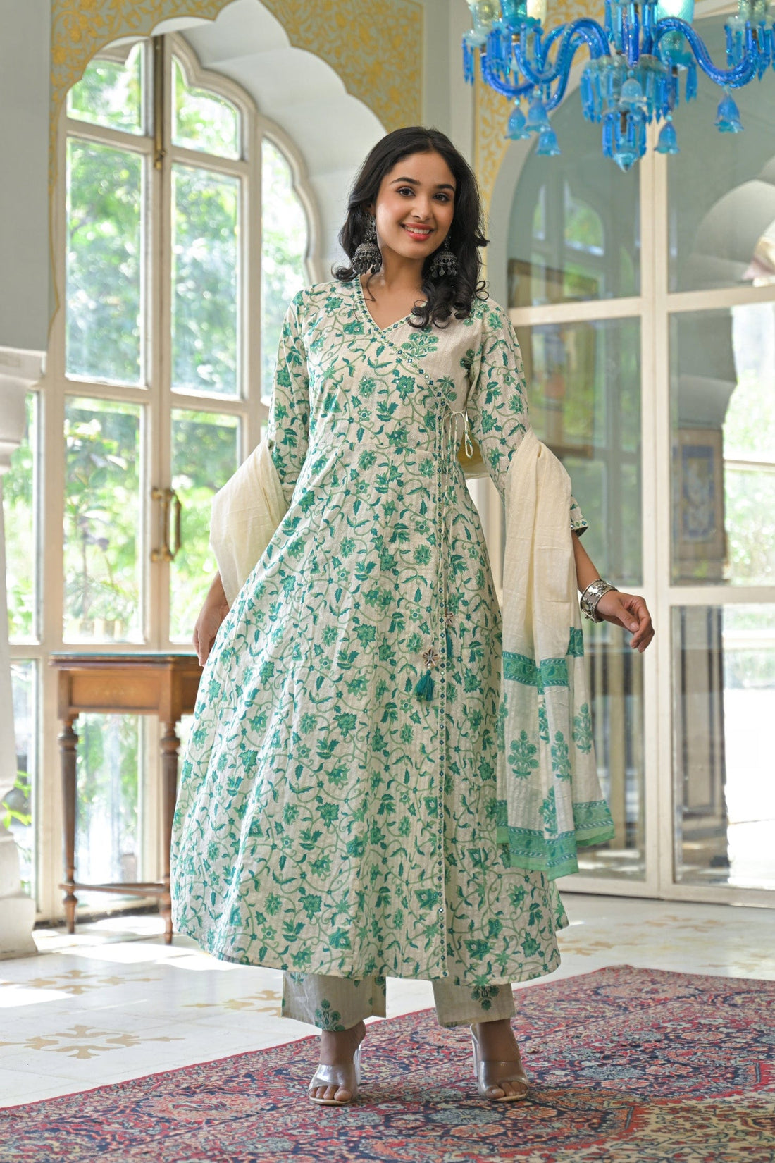 Green Cotton 3 - Piece Suit Set - Qurbat