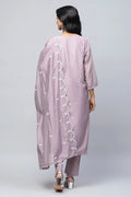 Lavender Digital Print with Handwork Suit Set for Women - Qurbat