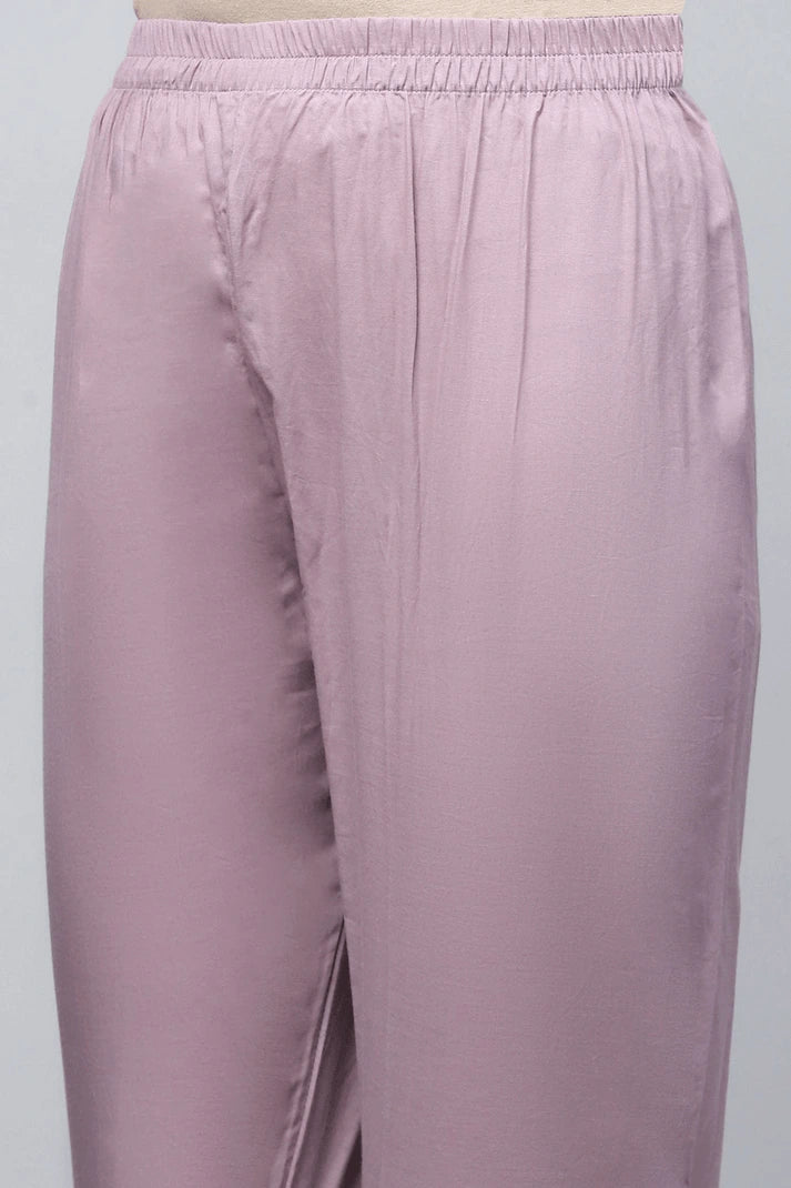 Lavender Digital Print with Handwork Suit Set for Women - Qurbat