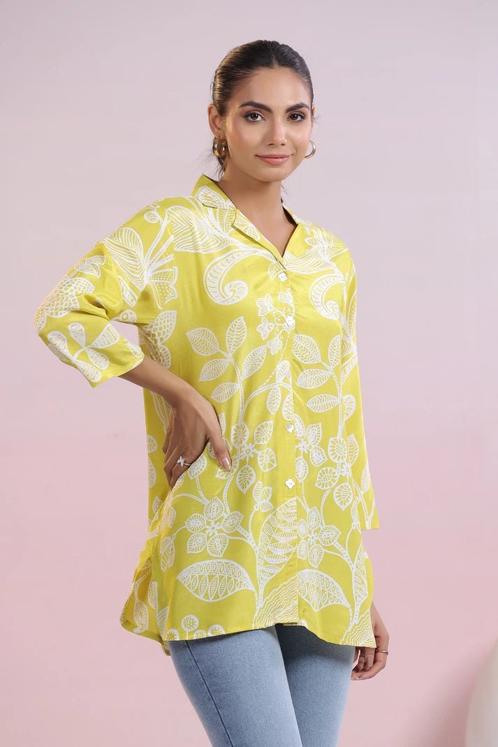 Lemon Digital Print Kurti - Qurbat