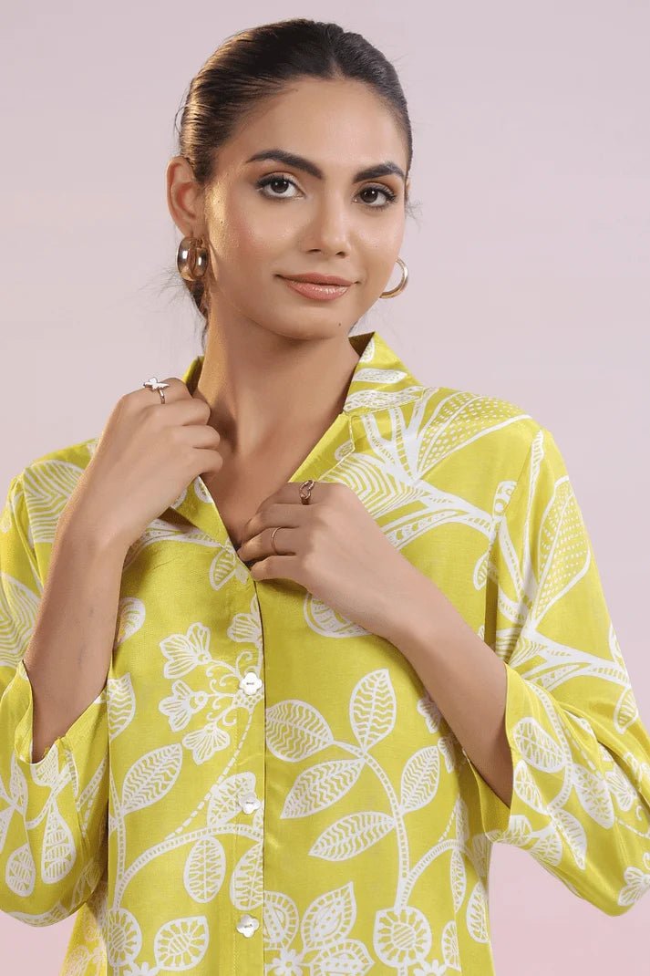 Lemon Digital Print Kurti - Qurbat