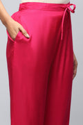 Magenta Digital Print Suit Set for Women with Hand Embroidery on Neck – Chic & Traditional - Qurbat