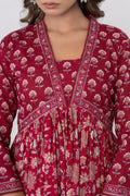 Maroon Printed Cotton Suit Set - Qurbat