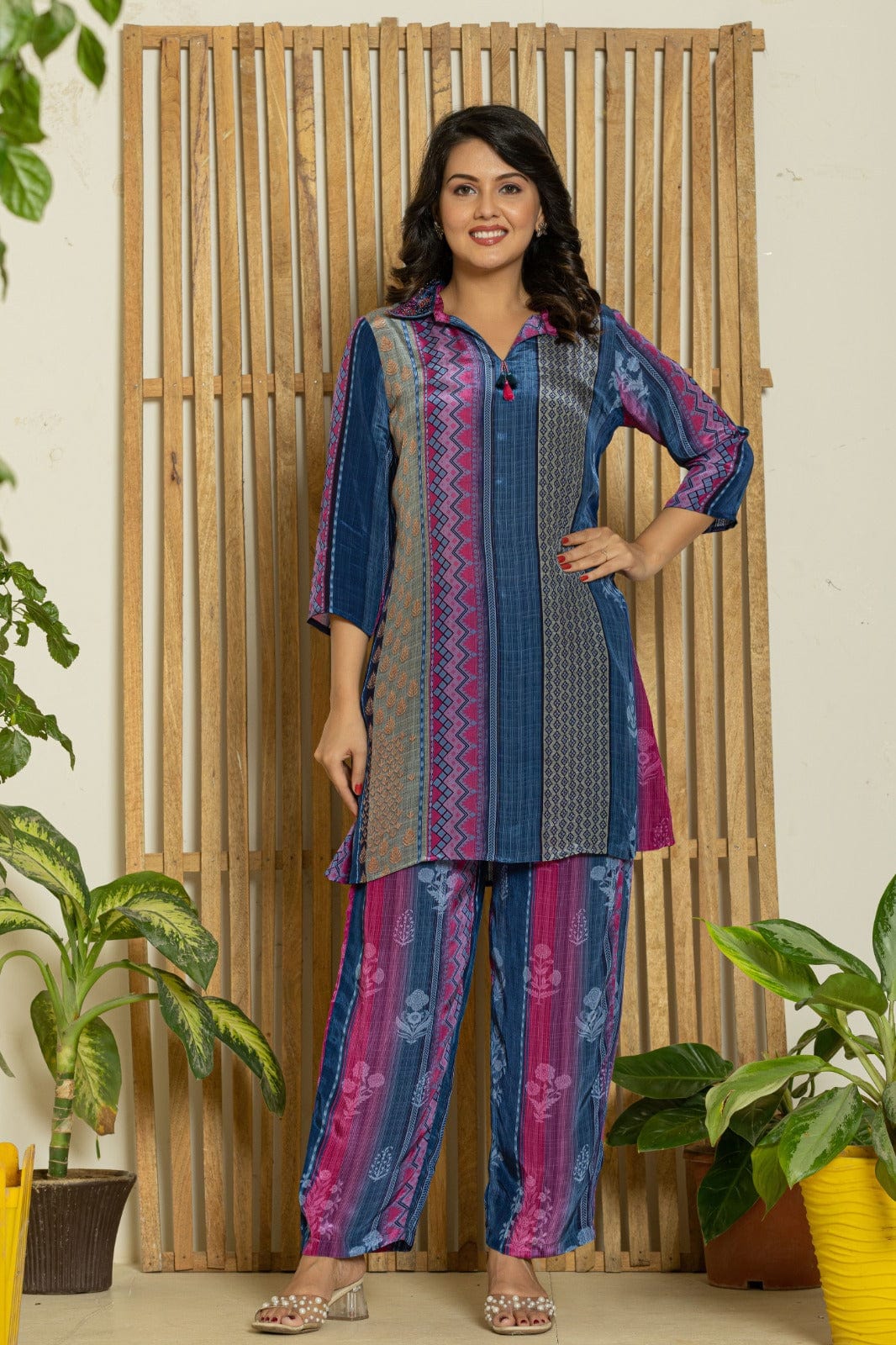 Multicolor Printed Crepe Co - ord Set - Qurbat