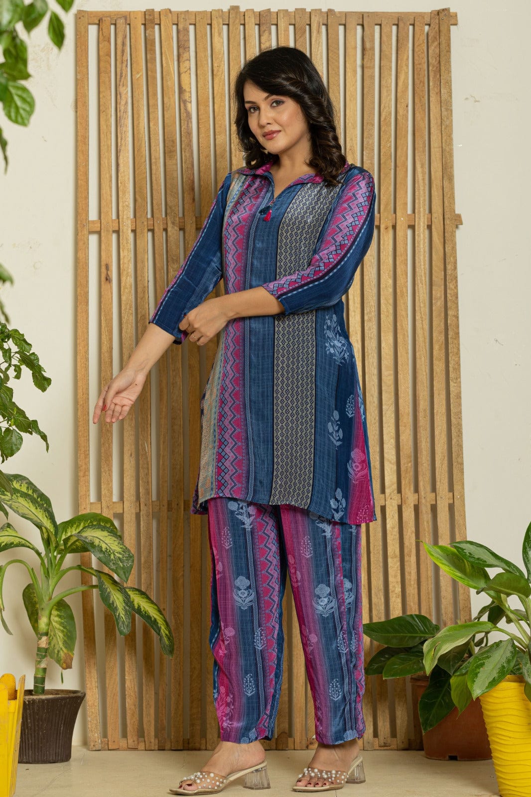 Multicolor Printed Crepe Co - ord Set - Qurbat