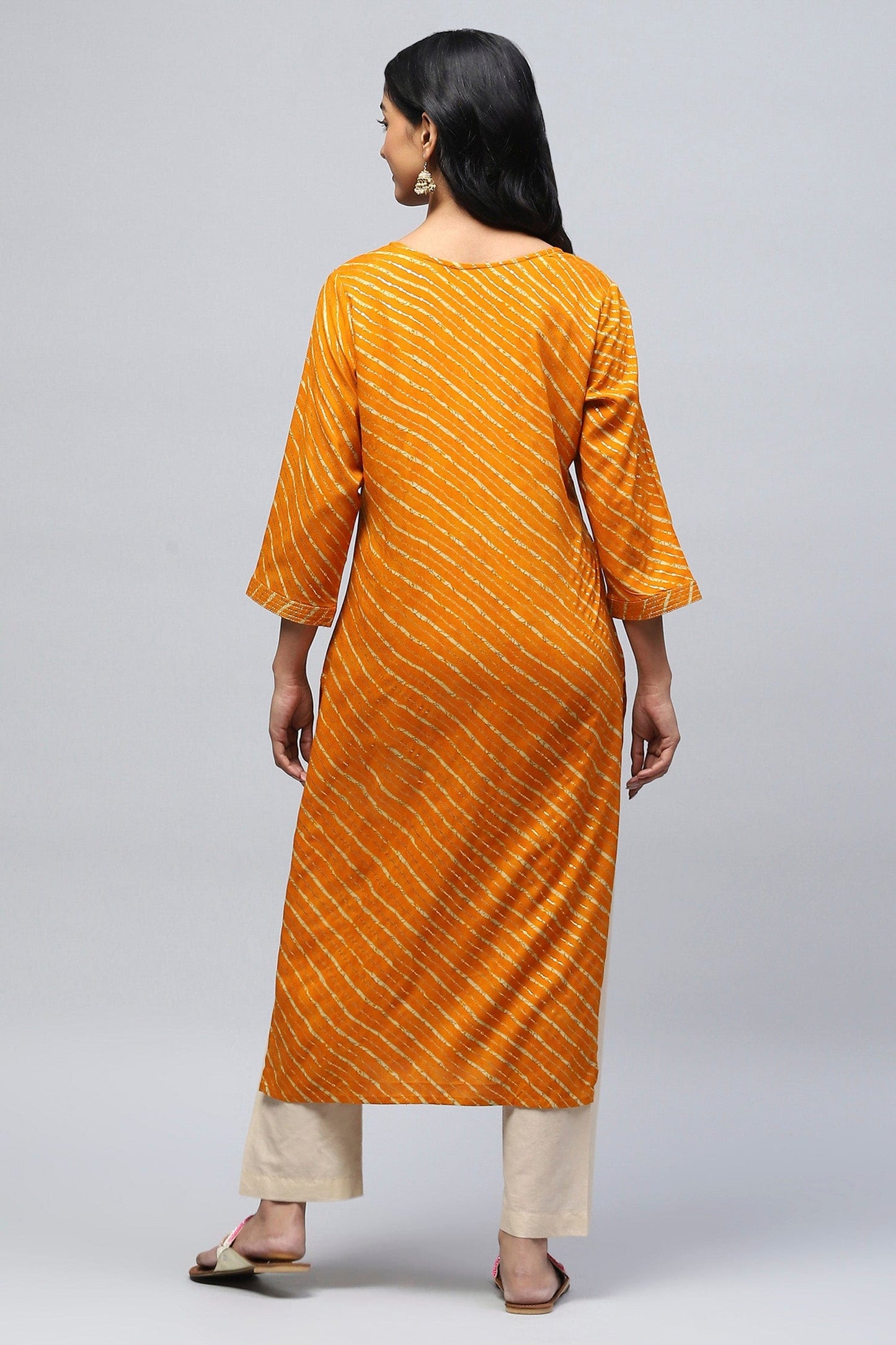 Mustard Bandhani Print Kurta - Qurbat