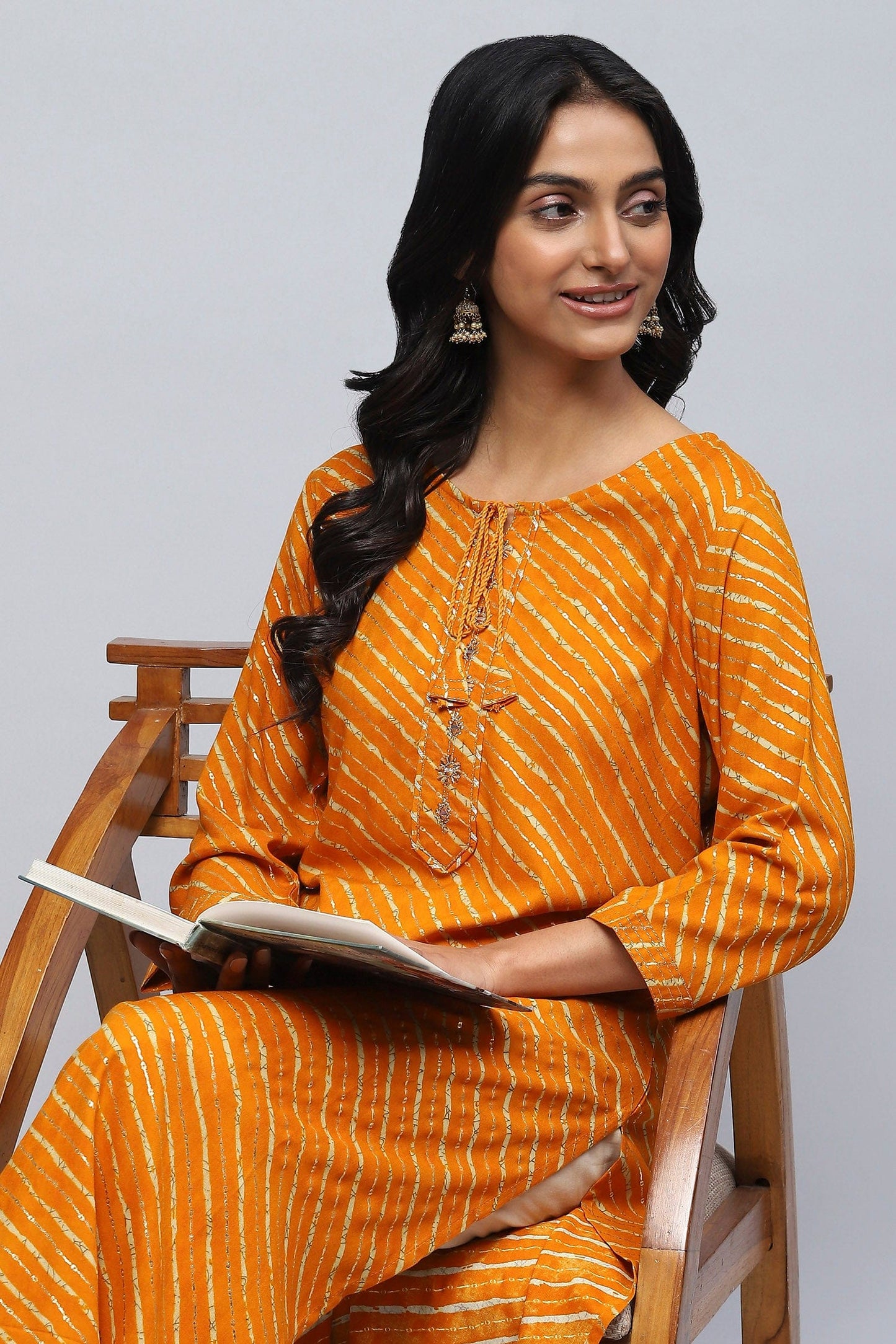 Mustard Bandhani Print Kurta - Qurbat