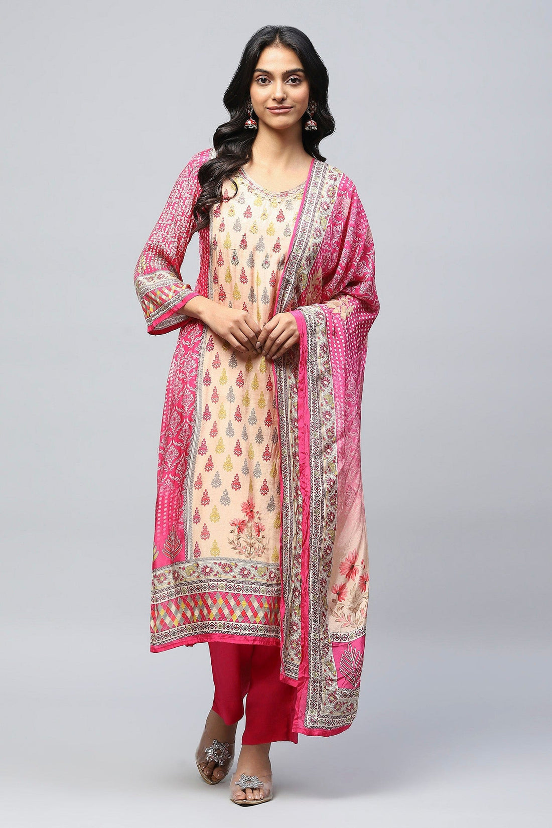 Pink Digital Print Suit Set for Women – Chic & Contemporary - Qurbat