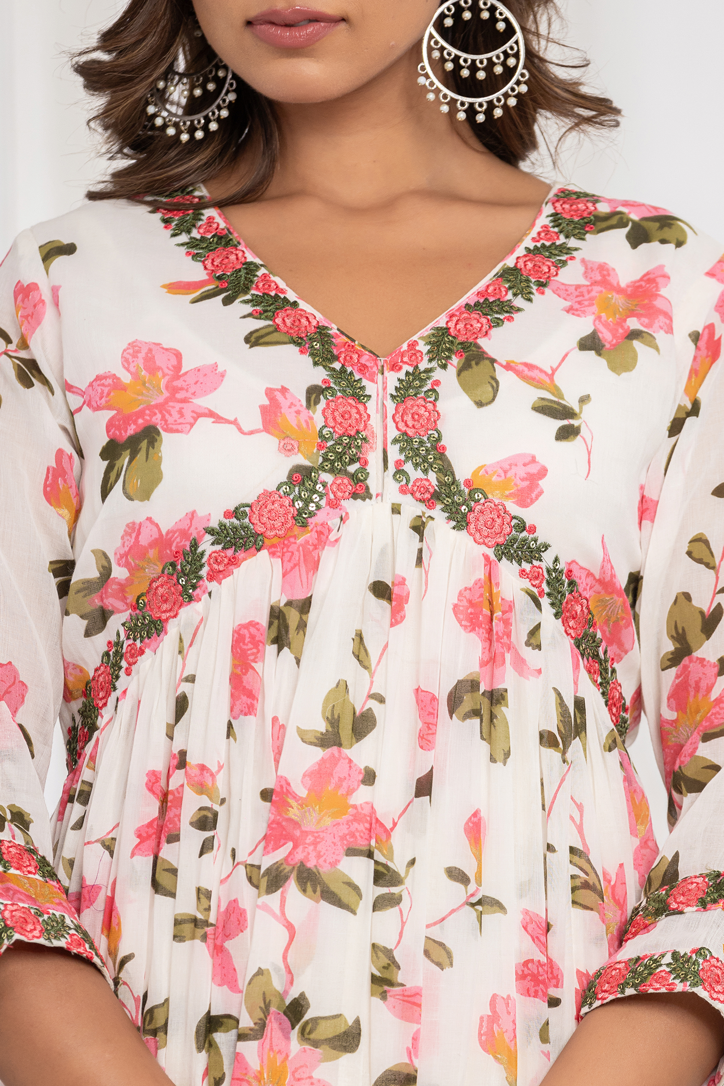 Ethereal Floral Print Anarkali Suit Set
