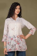 White Linen Short Kurti - Qurbat