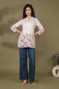 White Linen Short Kurti - Qurbat