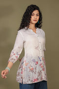 White Linen Short Kurti - Qurbat