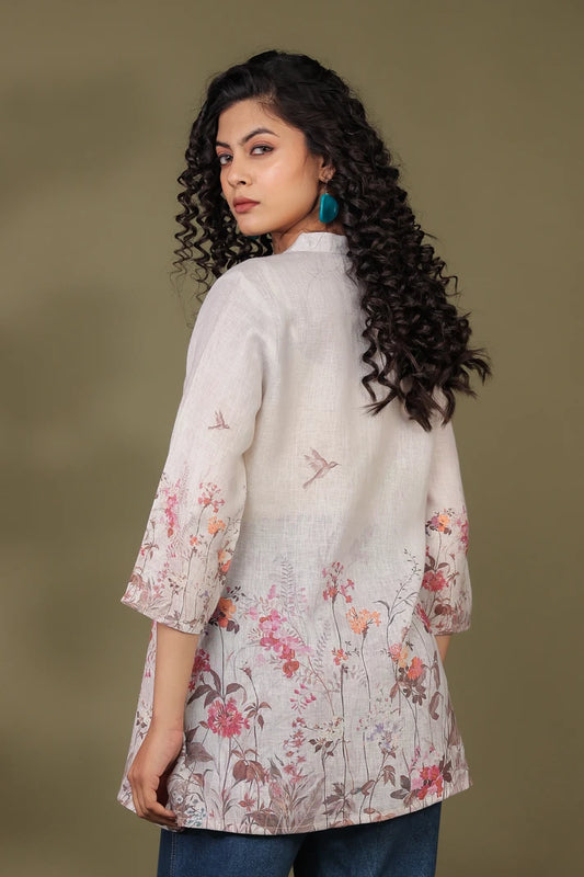 White Linen Short Kurti