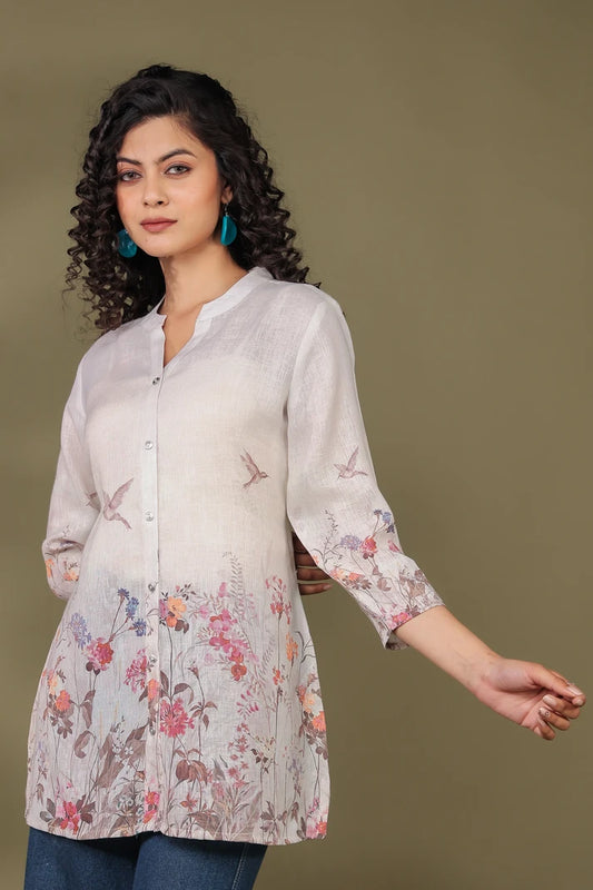 White Linen Short Kurti