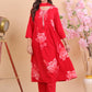 Radiant Red Rayon Floral Printed Suit Set with Dupatta