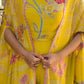 Sunshine Bloom Yellow Co-ord Set with Printed Cape