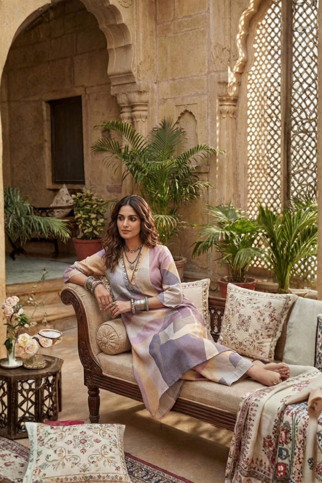 Yellow Abstract Printed Kurta Set